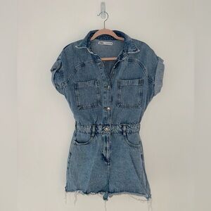 Zara Blue Denim Jumpsuit